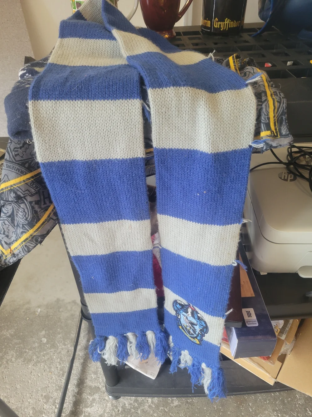 Kids Blue & Grey Harry Potter Ravenclaw Owl Mittens and Pom Pom Beanie Set